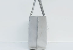 Handmade leather handbag gray tote bag shoulder bag shopper purse women