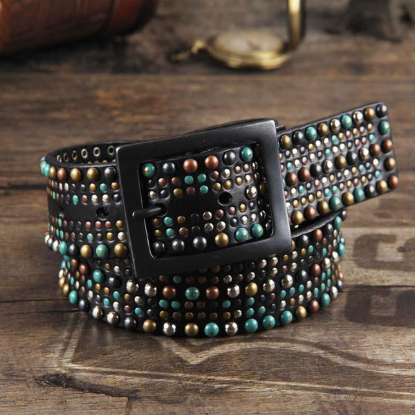 Genuine Leather Punk Rock Biker Trucker Mens - Back View