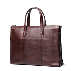 Classy Brown Leather Men's Professional Briefcase 14‘’ Laptop Briefcase For Men