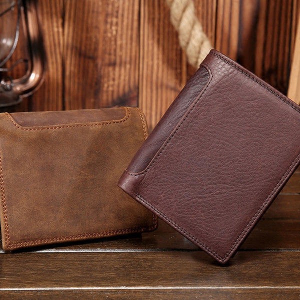 Vintage Leather Small Mens Wallet Bifold billfold Wallet for Men