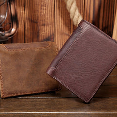 Vintage Leather Small Mens Wallet Bifold billfold Wallet for Men