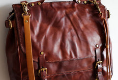 Handmade Leather messenger bacg stachel bag for women leather shoulder bag - EverHandmade