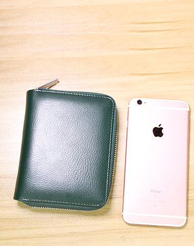 Minimalist Women Green Leather Card Holders Small Zip Card Wallet Card Holders Wallet For Women