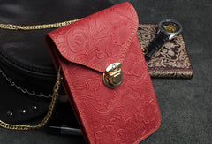 Handmade phone leather shoulder purse bag wallet flowral leather billfold wallet for men women - EverHandmade