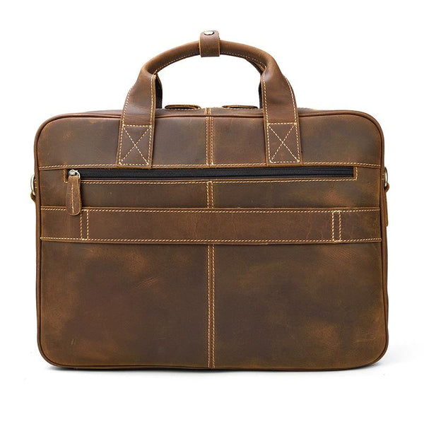 Vintage Brown Leather Men's 14‘’ Laptop Briefcase Professional Briefcase Compute FY03381001