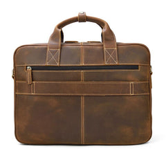 Vintage Brown Leather Men's 14‘’ Laptop Briefcase Professional Briefcase Computer Bag For Men