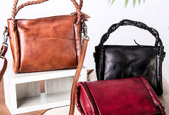 Handmade vintage handbag tote bag leather crossbody bag purse shoulder bag women - EverHandmade