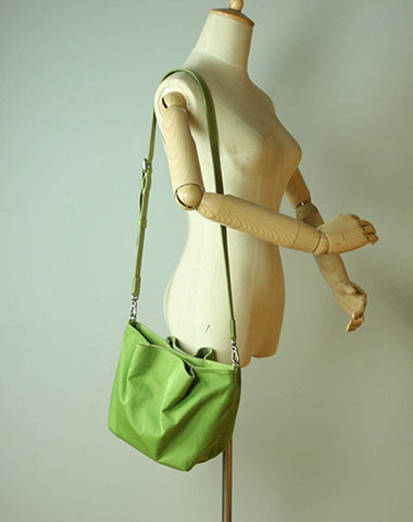 Small Womens Khaki Nylon Leather Crossbody Handbag Purse Bucket Khaki Nylon Shou NB01991058