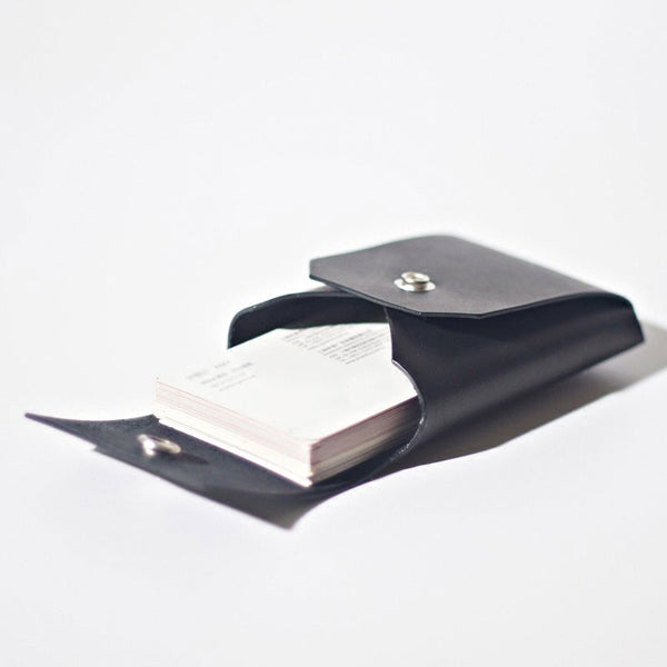 Handmade LEATHER Black Womens Small Card Wallet Leather Change Wallet FOR Women