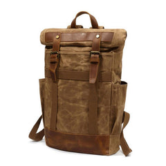 Waxed Canvas Mens Travel Backpack Canvas School Backpack Laptop Backpack for Men