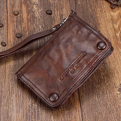 Genuine Leather Mens Chain Biker Wallet Cool Leather Wallet Small Wallets for Me DM01551005
