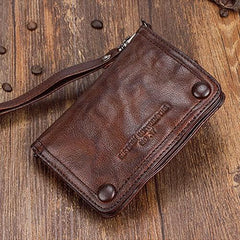 Genuine Leather Mens Chain Biker Wallet Cool Leather Wallet Small Wallets for Men