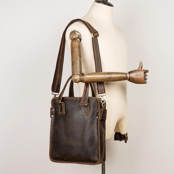 Vintage Dark Brown Leather 12 inches Veritcal - Back View