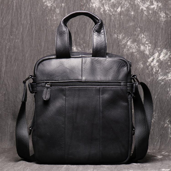 Black Leather Mens Laptop Work Bag Handbag Vertical Briefcase Shoulder Bags Blac FY02982161