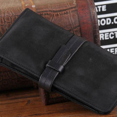 Handmade Leather Mens Cool Long Leather Wallet Clutch Wristlet Wallet for Men