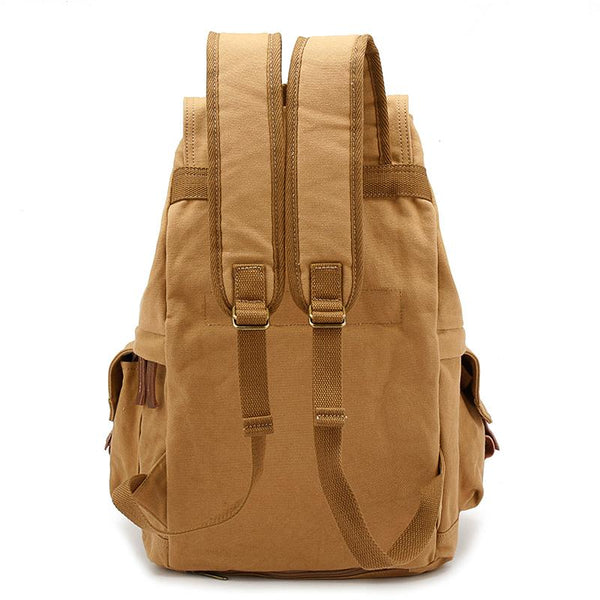 Khaki CANVAS WATERPROOF Womens 15'' MENS BACKPACK LARGE School Backpack Hiking B SCC01491038