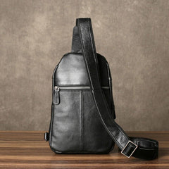 Leather Mens Cool Chest Bag Sling Bag Crossbody Sling Bag Hiking Sling Bag for men