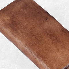 Handmade Leather Mens Cool Long Leather Wallet Bifold Clutch Wallet for Men