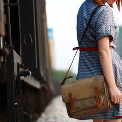 Handmade Vintage Leather Mens Messenger Bags Coffee Shoulder Bags for Men