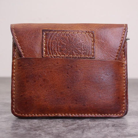 Brown Leather Men Card Holder Wallet Leather Card Holder Slim Wallet with Coin Pocket For Men