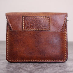 Brown Leather Men Card Holder Wallet Leather Card Holder Slim Wallet with Coin Pocket For Men
