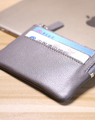 Cute Women Gray Leather Mini Card Wallet Coin Wallets Slim Change Wallets For Women