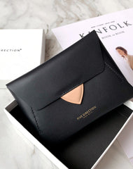 Women Light Red Leather Small Wallet Envelope Change Wallet Slim Coin Wallet For Women