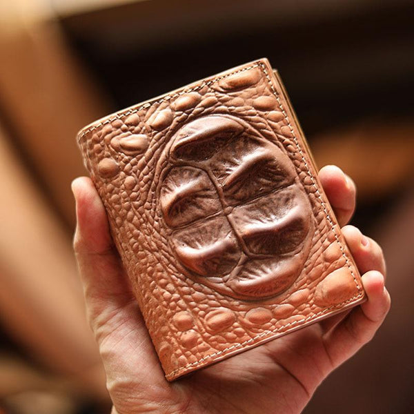 Cool Vertical Dark Brown Leather Mens billfold Wallet Bifold Small Wallet Front ZOY0089112