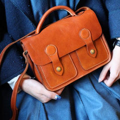 Brown Leather Satchel Purse Small Brown Leather Crossbody Bag - Annie Jewel