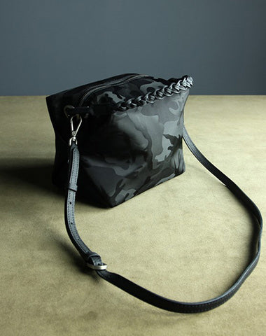 Cute Womens Black Camouflage NYLON Handbag Purse Cube NYLON Shoulder Bag Crossbody Purse for Ladies