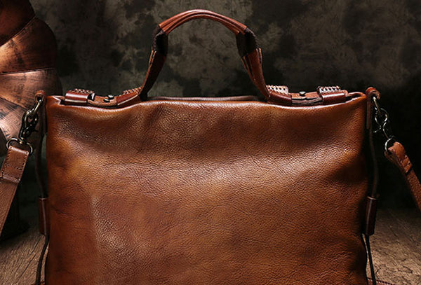 Genuine Leather Mens Briefcase Messenger Bag iPad Bag Chest Bag Bike Bag Cycling DDJ06452006