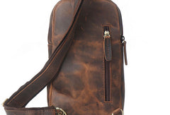 The Back of Mens Crossbody Sling bag For Men Leather Chest Bag Leather Sling Bag Leather Sling pack 