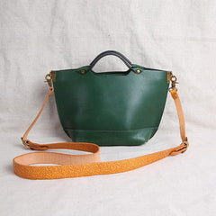 Vintage Womens Brown Leather Tote Purse 12