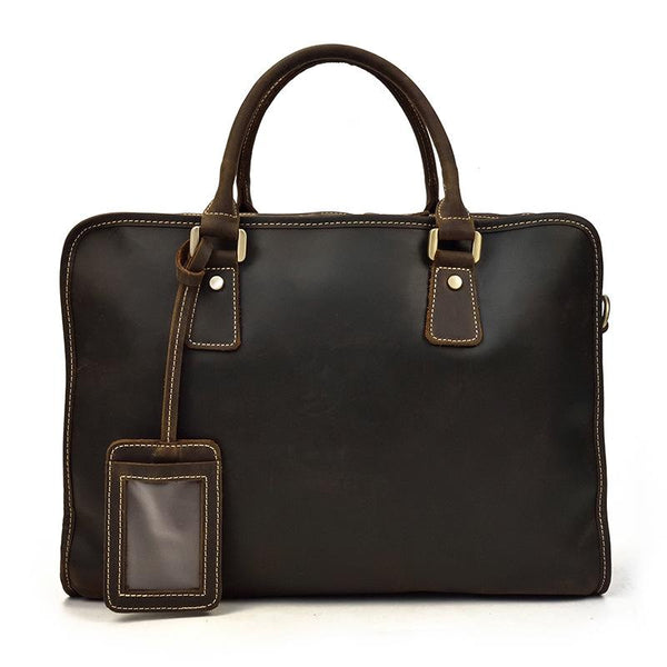 Vintage Leather Brown Men's 14‘’ Laptop Briefcase Professional Briefcase Busines FY04481026
