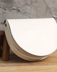 Cute Beige LEATHER Saddle SHOULDER Bag WOMEN Small Saddle Crossbody Purse FOR WOMEN
