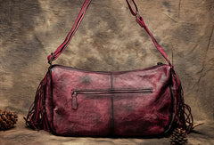 Genuine Handmade Tassels Vintage Leather Crossbody Bag Shoulder Bag Women Leather Purse - EverHandmade