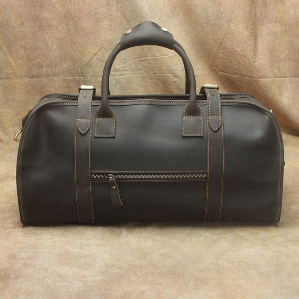 Vintage Leather Men's Coffee Overnight Bag Large Weekender Bag Travel Bag For Me FY03681051