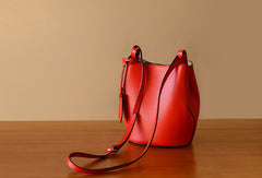 Handmade Genuine Leather Bucket Bag Purse Crossbody Bag Shoulder Bag Purse For Women
