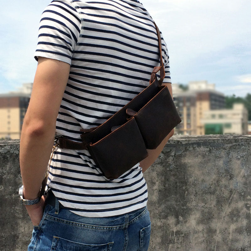 LEATHER MENS FANNY PACK MENS WAIST BAG HIP PACK BELT BAG FOR MEN