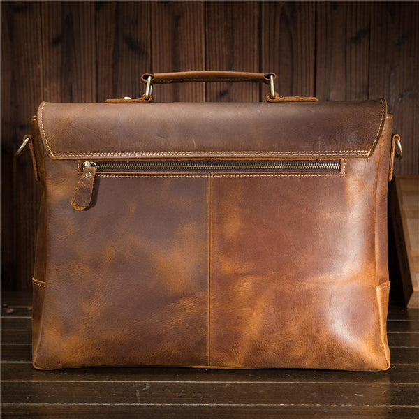 Vintage Brown Leather Mens Briefcase 13inch Laptop Bag Business Bag Handbag For FY03592190
