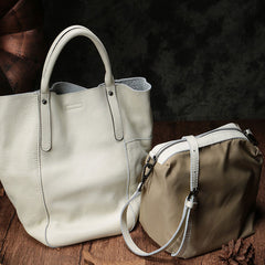 Fashion Black Leather Handbag Tote Shopper Bag White Shoulder Tote Purse For Women