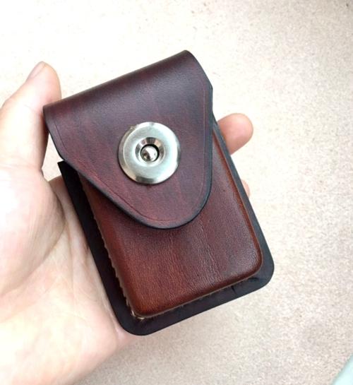 Cool Brown Leather Cigarette Case with Lighter Holder Cigarette Case Holder For Men
