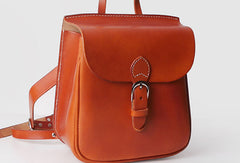 Leather Womens Cute Small Backpack Handmade School Backpack for Women