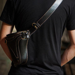 Leather Belt Pouch Mens Small Cases Waist Bags Hip Pack Belt Bags for Men