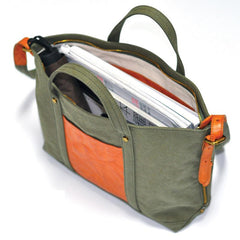 Green Canvas Leather Mens Womens Tote Shoulder Bags Messenger Bag Gray Tote Handbag For Men and Women