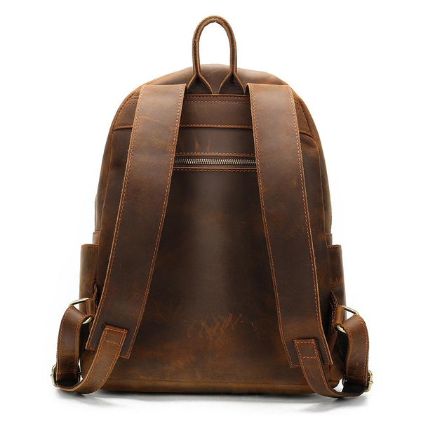 Brown Leather Men's 13 inches Large Computer Backpack Large Brown Travel Backpac FY03681063