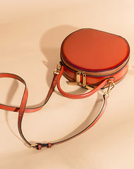 Cute Womens Red Leather Round Handbag Crossbody Purses Round Red Shoulder Bag for Women