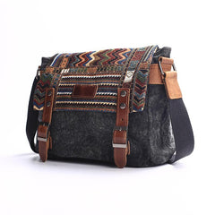 Gray Waxed Canvas Country Style Mens 11'' Side Bag Courier Bag Shoulder Bag Small Messenger Bag for Men