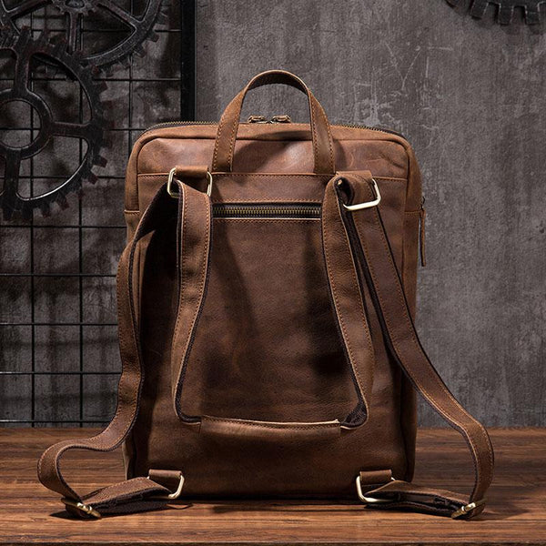 Cool Mens Leather Alligator Pattern Backpack Travel Backpacks Leather Hiking Bac REAL03221054
