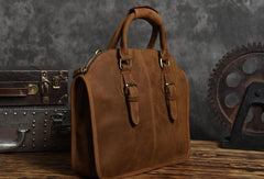 Handmade Cool leather mens Shoulder Briefcases vintage laptop Briefcase Business Briefcase - EverHandmade